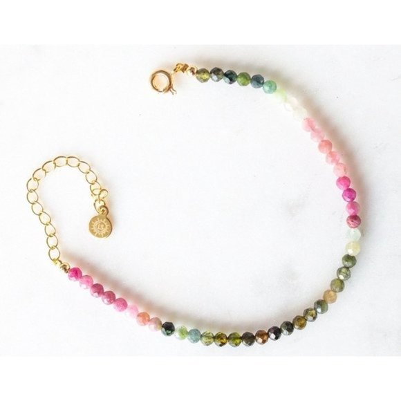 Watermelon Tourmaline Beaded Bracelet Dainty Gemstone Jewelry for Girlfriend - Picture 5 of 8
